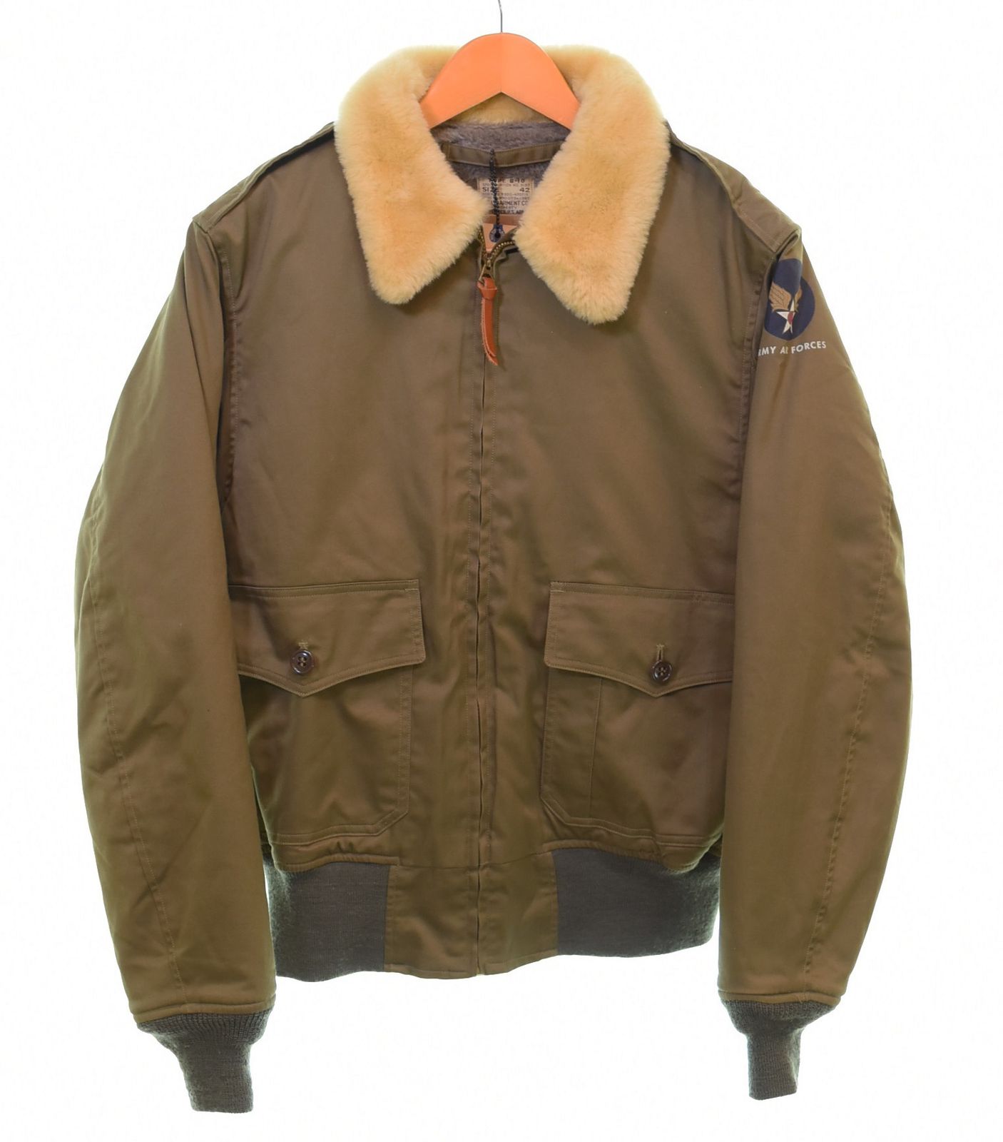 バズリクソンズ BUZZ RICKSON S type B 10 Flight Jacket フライト L GARMENT CO NATURAL MOUTON COLLAR BR 14388 42 ジャケット カーキ 103 MT 3375