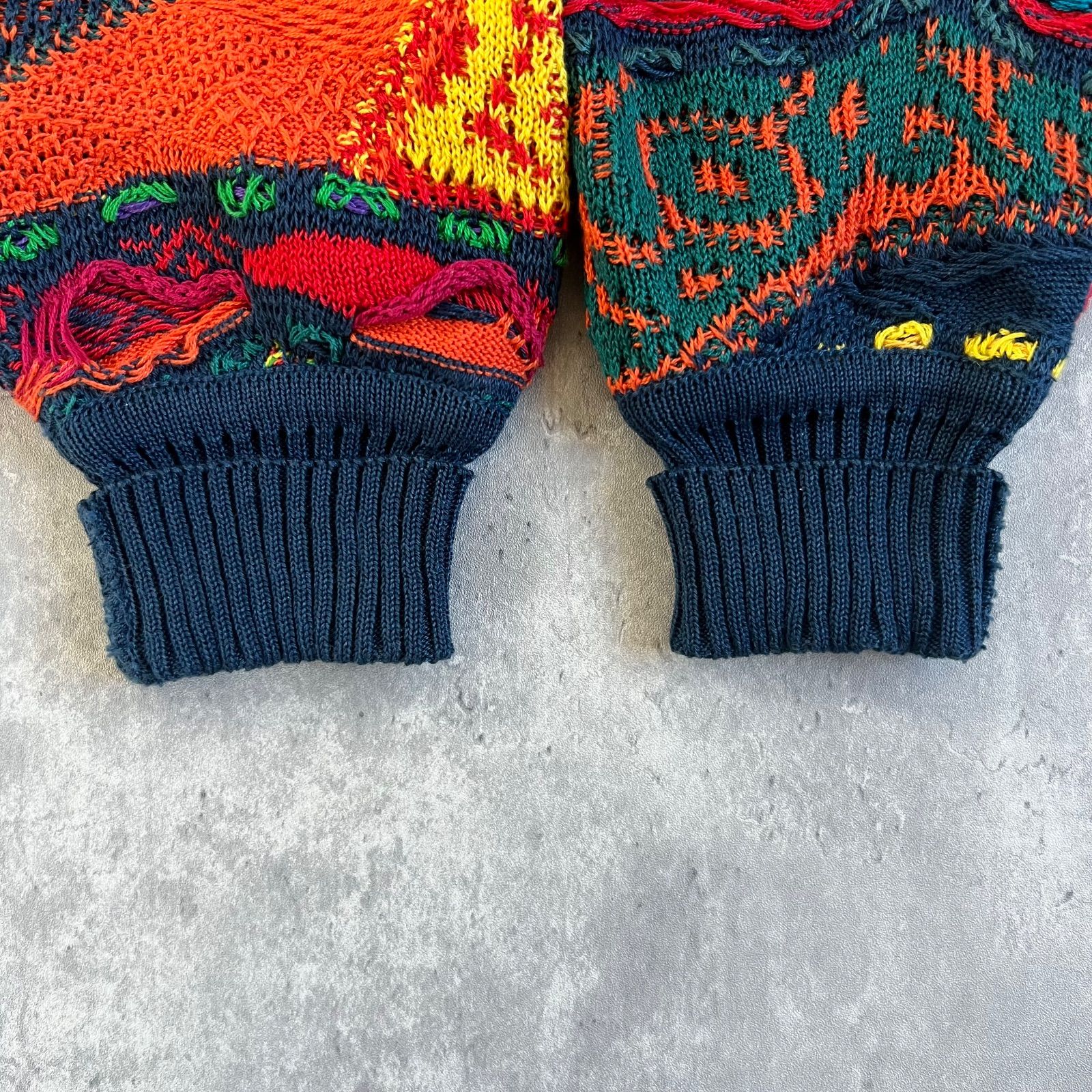  90 s COOGI クージー 襟付き マーセライズドコットン 3 Dニット カーディガン ヴィブラント Sサイズ レディース 長袖 カーディガン ボレロ アンサンブル