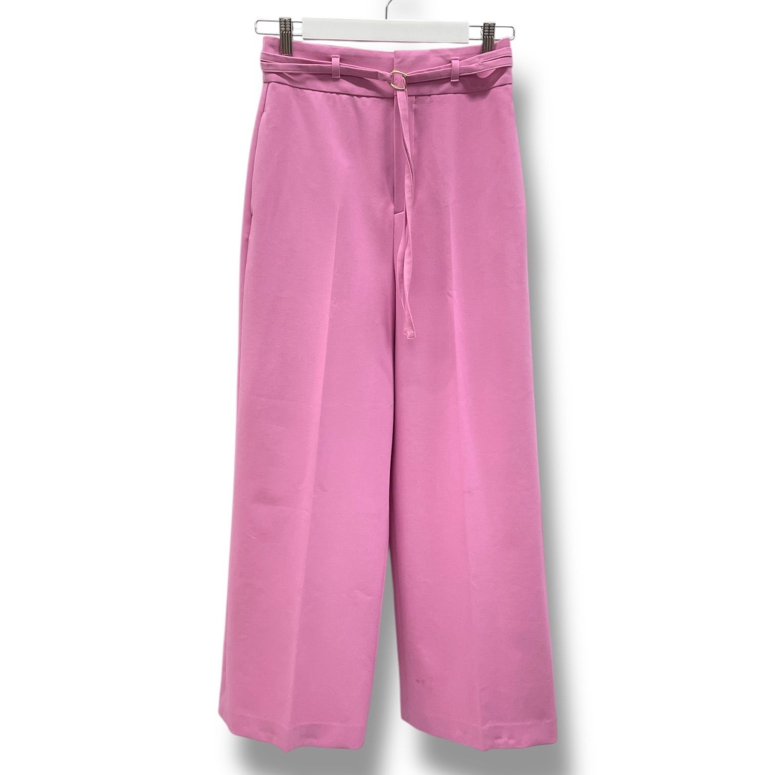 ANAYI アナイ コンパクトストレッチベルト付きパンツ ワイドパンツ ハイウエスト センタープレス 102317-12-130-41-380 ピンク レディース 通年 ゴーゴー古着 18 No.1194