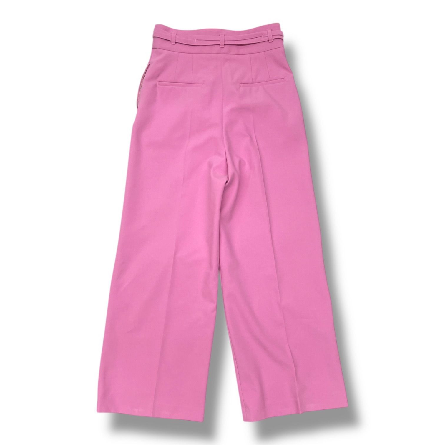 適度な ANAYI アナイ コンパクトストレッチベルト付きパンツ ワイドパンツ ハイウエスト センタープレス 102317-12-130-41-380 ピンク 38サイズ レディース 通年 ゴーゴー古着マルイ北千住店 18 No.1194 儚げスタイリッシュ