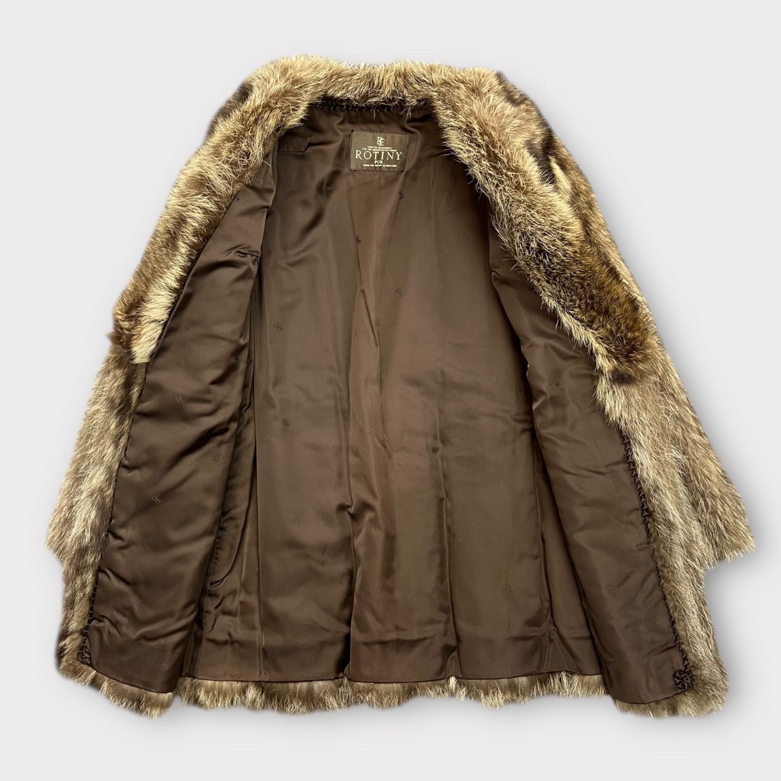 美品】ROTINY 毛皮 ファーコート ブラウン ジャケット アウター 9号 M