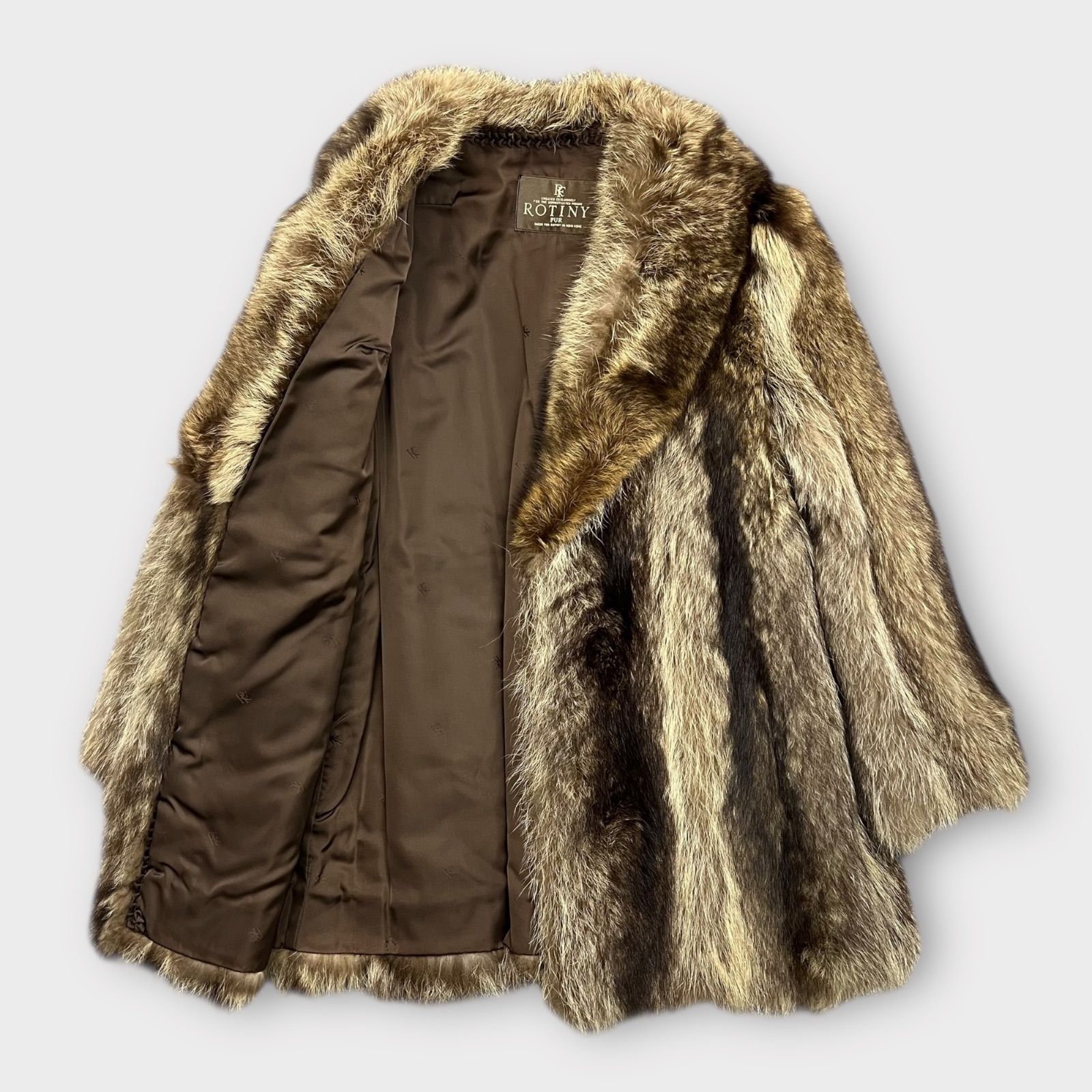 美品】ROTINY 毛皮 ファーコート ブラウン ジャケット アウター 9号 M