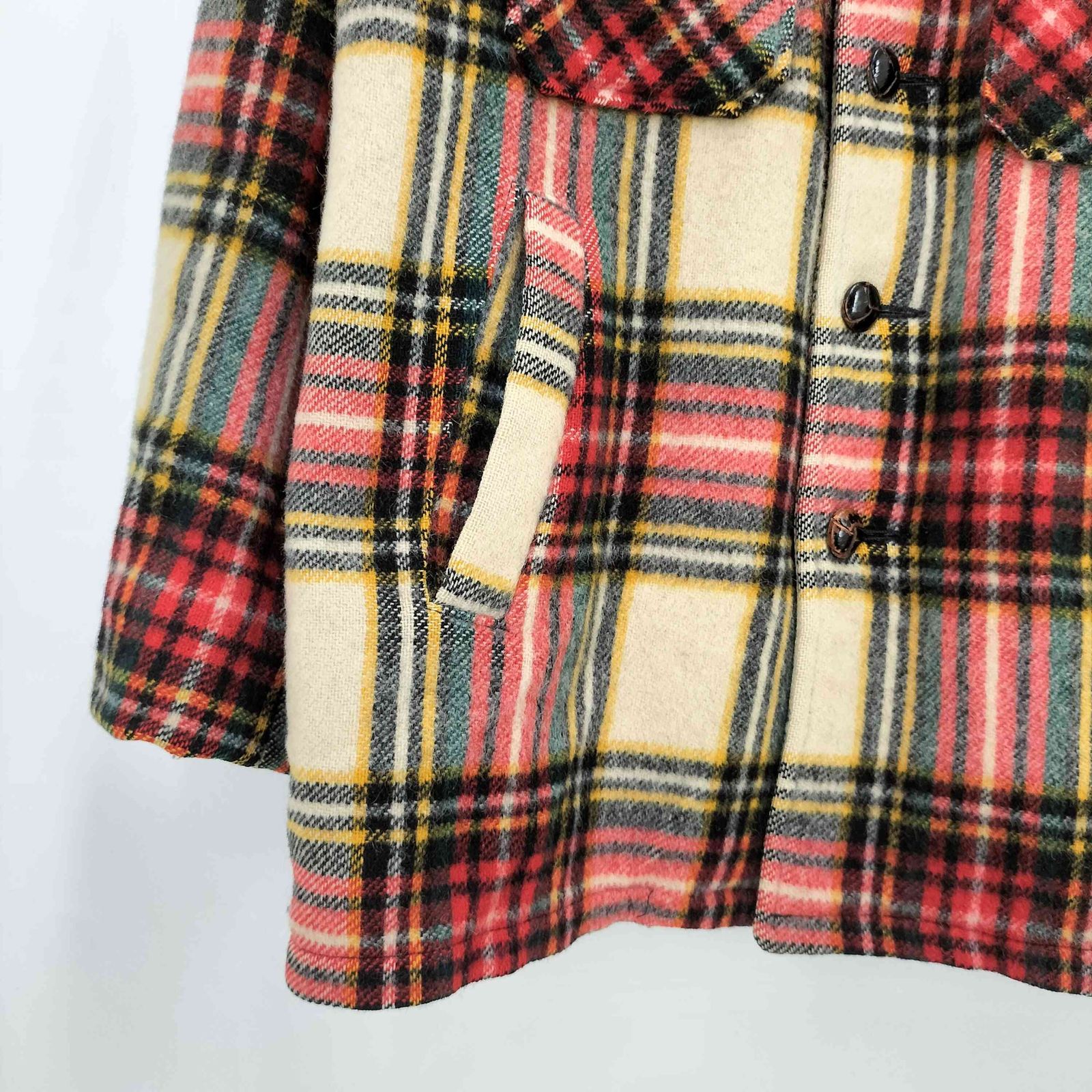 Lakeland(レイクランド) 70s 白タグ チェック 胡桃ボタン ウールジャケット メンズ 表記無 【中古】【ブランド古着バズストア】 レイクランド Lakeland 70s 白タグ チェック 胡桃ボタン ウール