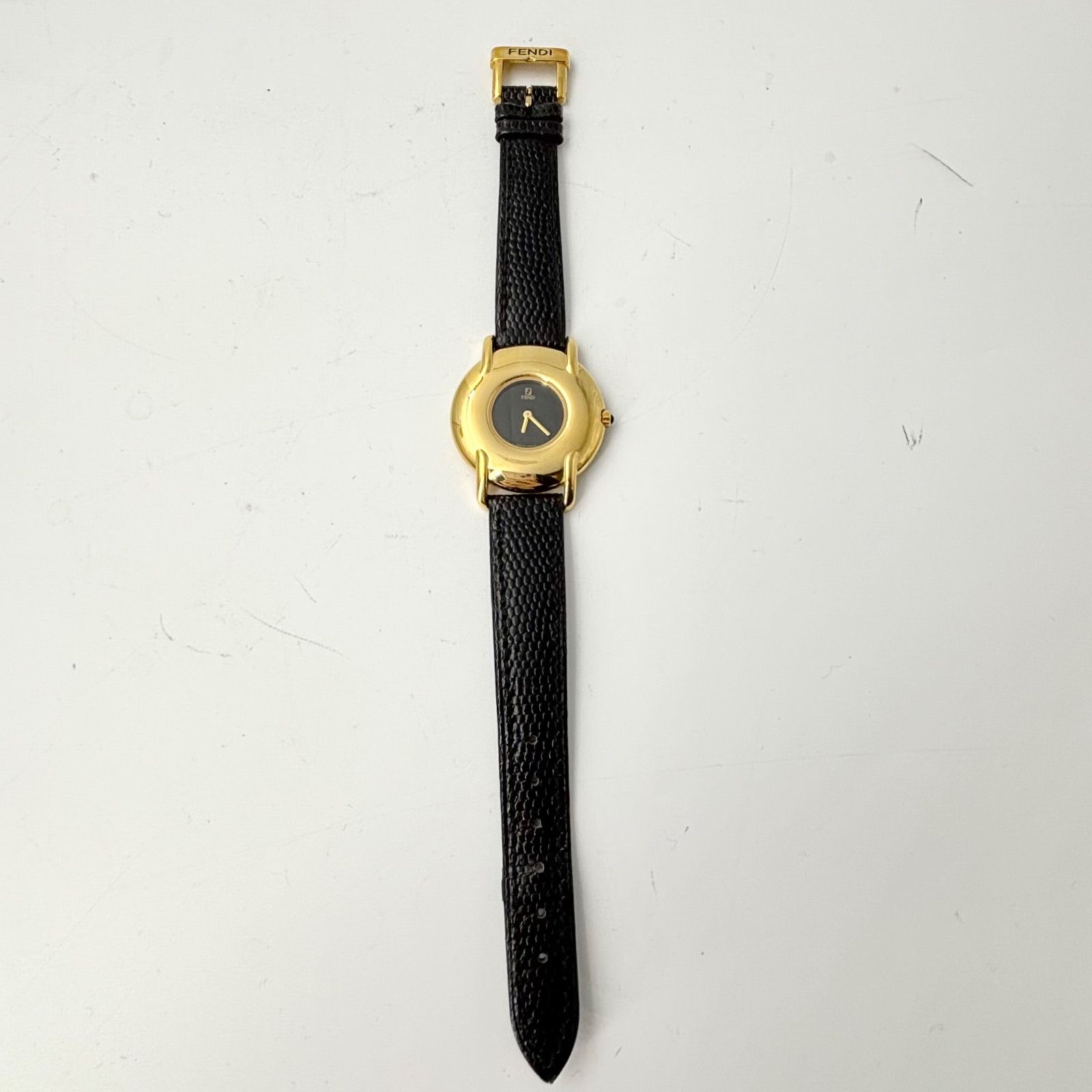 FENDI 腕時計 ズッカ柄 大判ベゼル ラウンド オニキス ゴールド 黒 1472