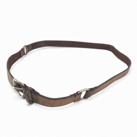 グネックス GUNEX 細ベルト プレーンベルト レザー 茶系 ブラウン ピン式 バックル 小物