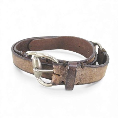 グネックス GUNEX 細ベルト プレーンベルト レザー 茶系 ブラウン ピン式 バックル 小物