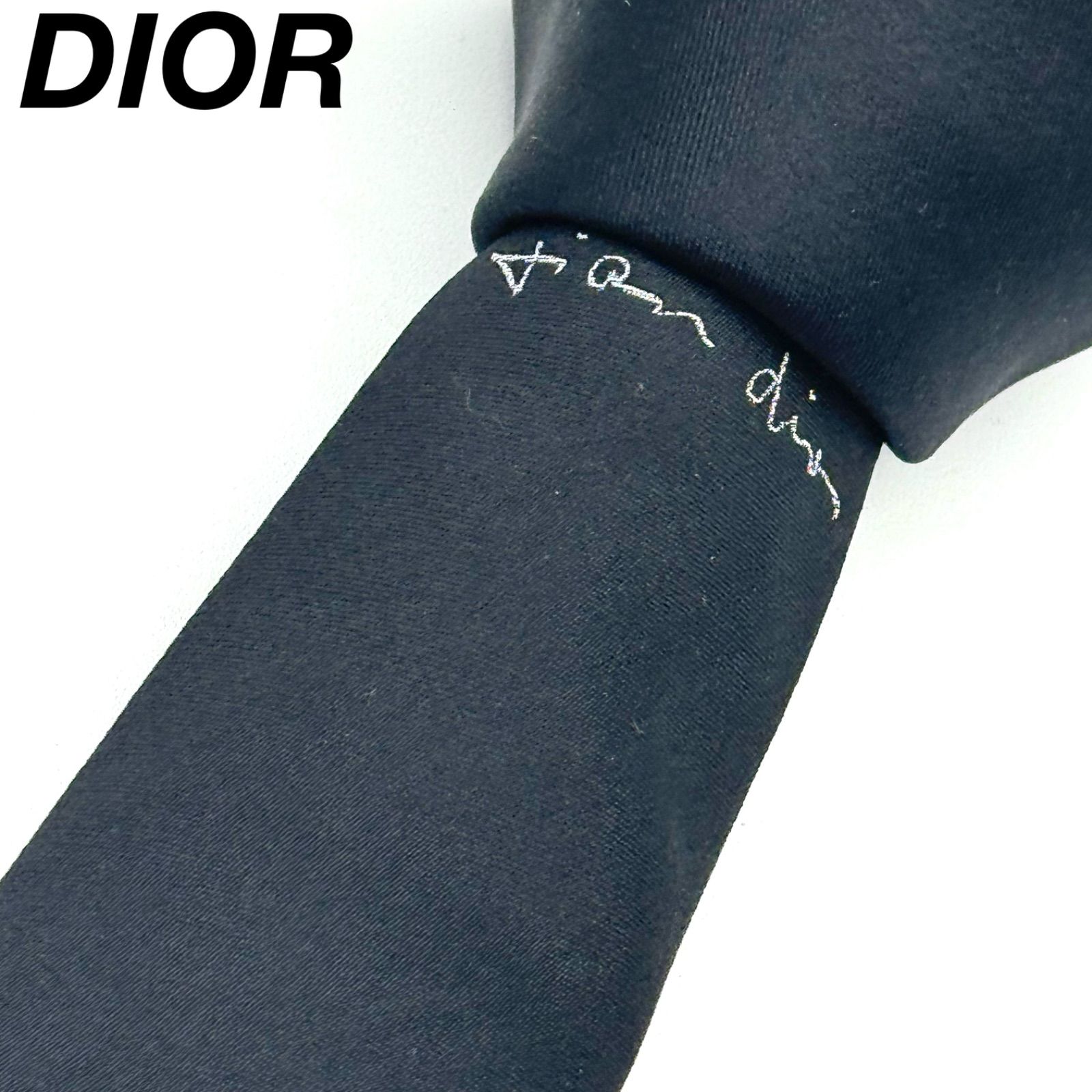DIOR 黒 ワンポイント 無地 ナロータイ 113055 - メルカリ 