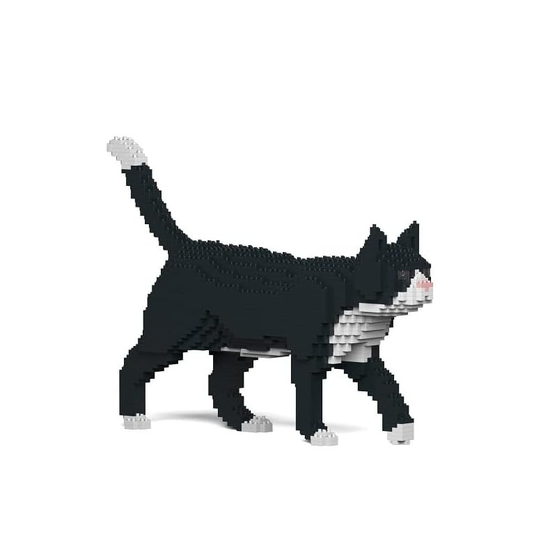 リアルな動物オブジェを作れる ブロックおもちゃ お散歩している タキシード猫さん 41.3×8.1×高さ28.8cm ネジで固定する丈夫なブロック 大人向け 立体パズル 崩れない インテリア小物 JEKCA エンヴェールヘルック