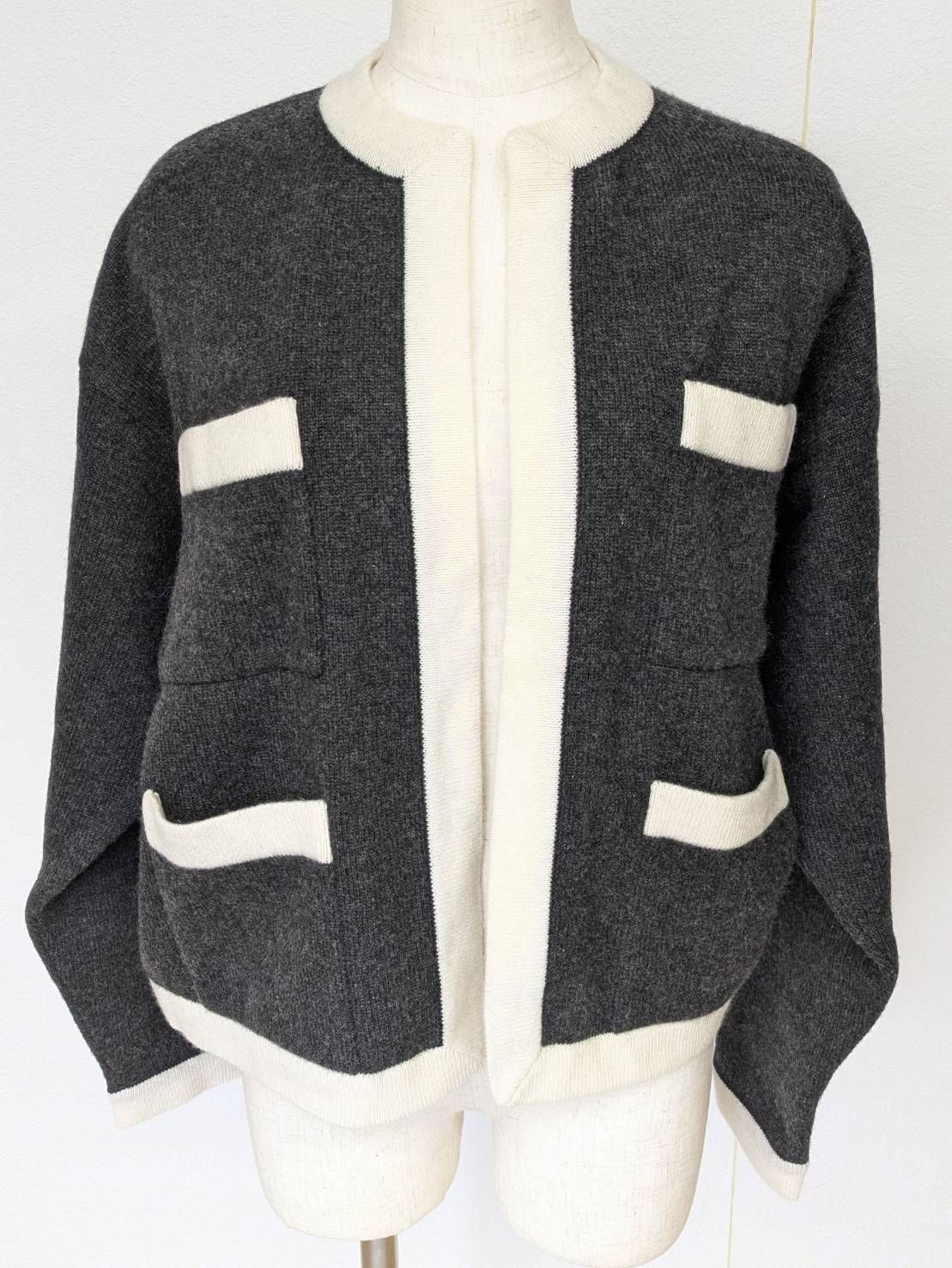 げ交渉 ビンテージ CHANEL シャネル 90s ブティック カーディガン カシミヤ100% フランス製 B-18