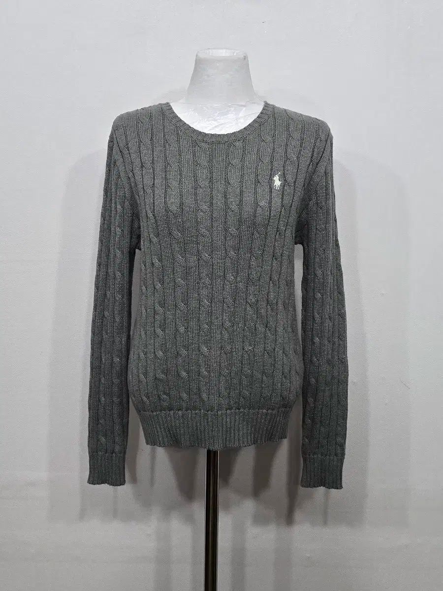 90 レディース ポロラルフローレン ケーブルニット グレー