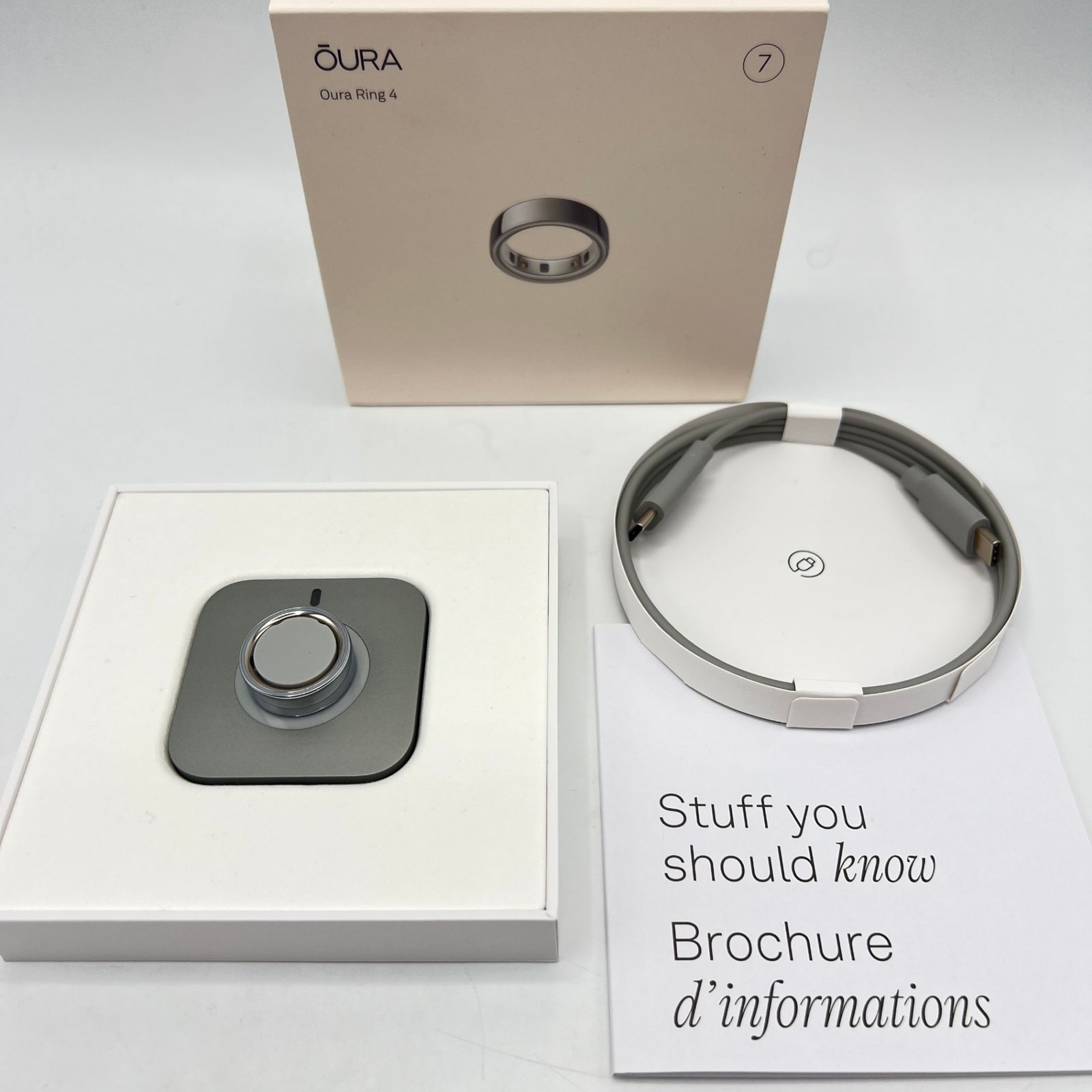 美品】Oura Ring 4 JZ90-54217-07 シルバー US 7号 スマートリング