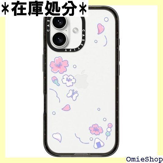 CASETiFY インパクト iPhone 16 ケース スリム 2.5 mの落下試験をクリア MIL規格4倍相当 ワイヤレス充電に対応 - Anime Sakura Point クリア ブラック 553