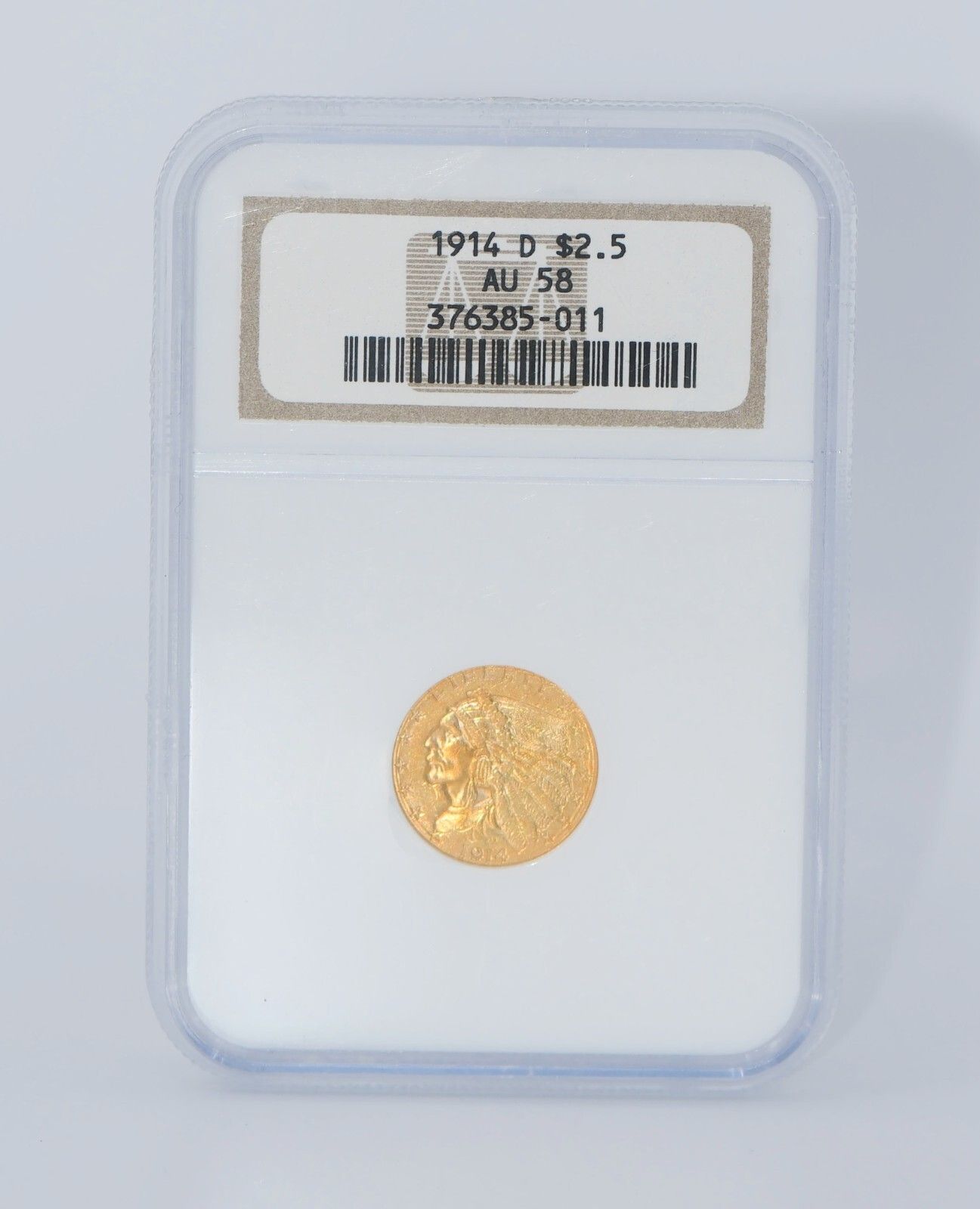 1914-D 2.50ドル インド金貨 NGC AU 58