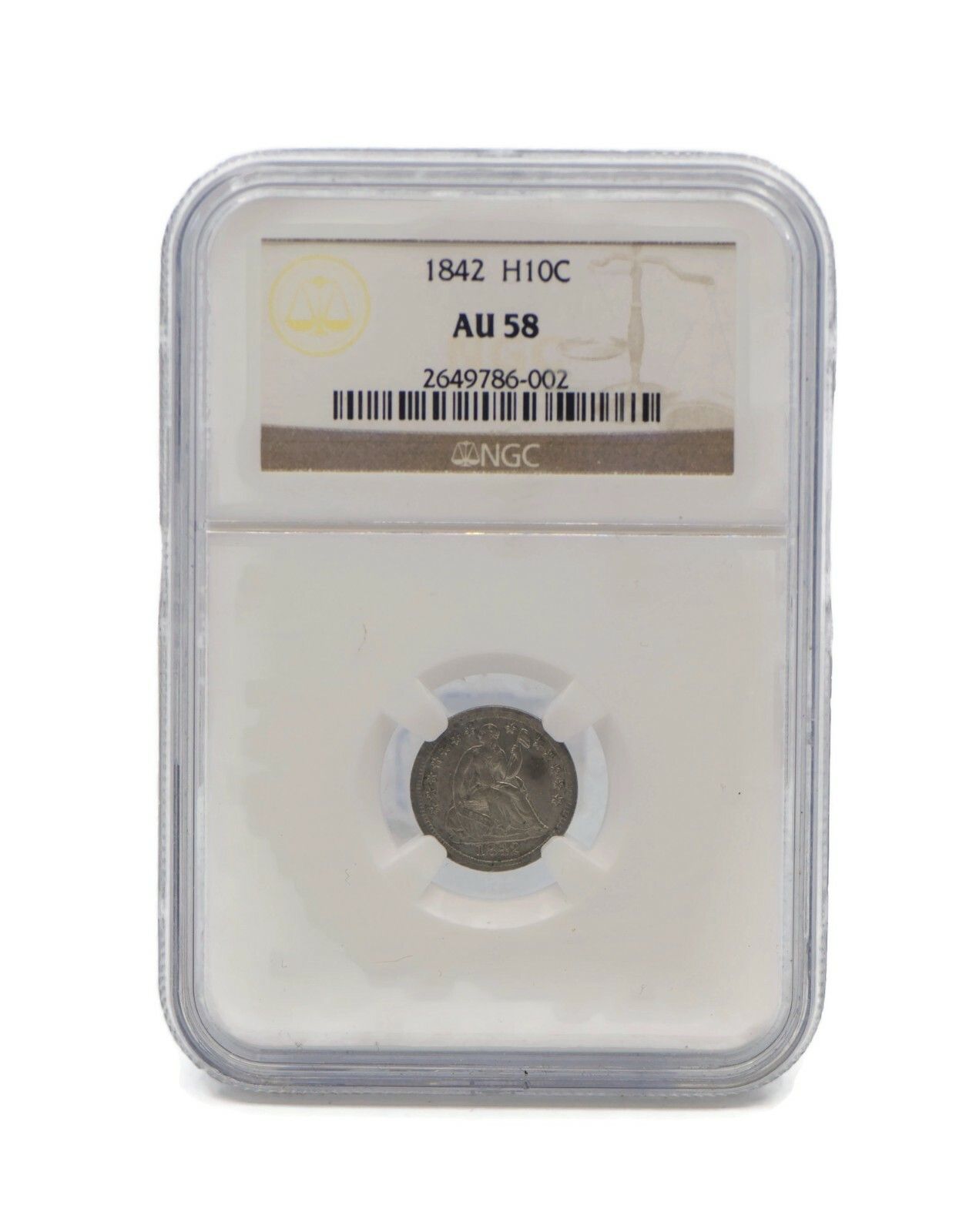 1842年 自由の女神像半ダイム H 10 C NGC AU 58