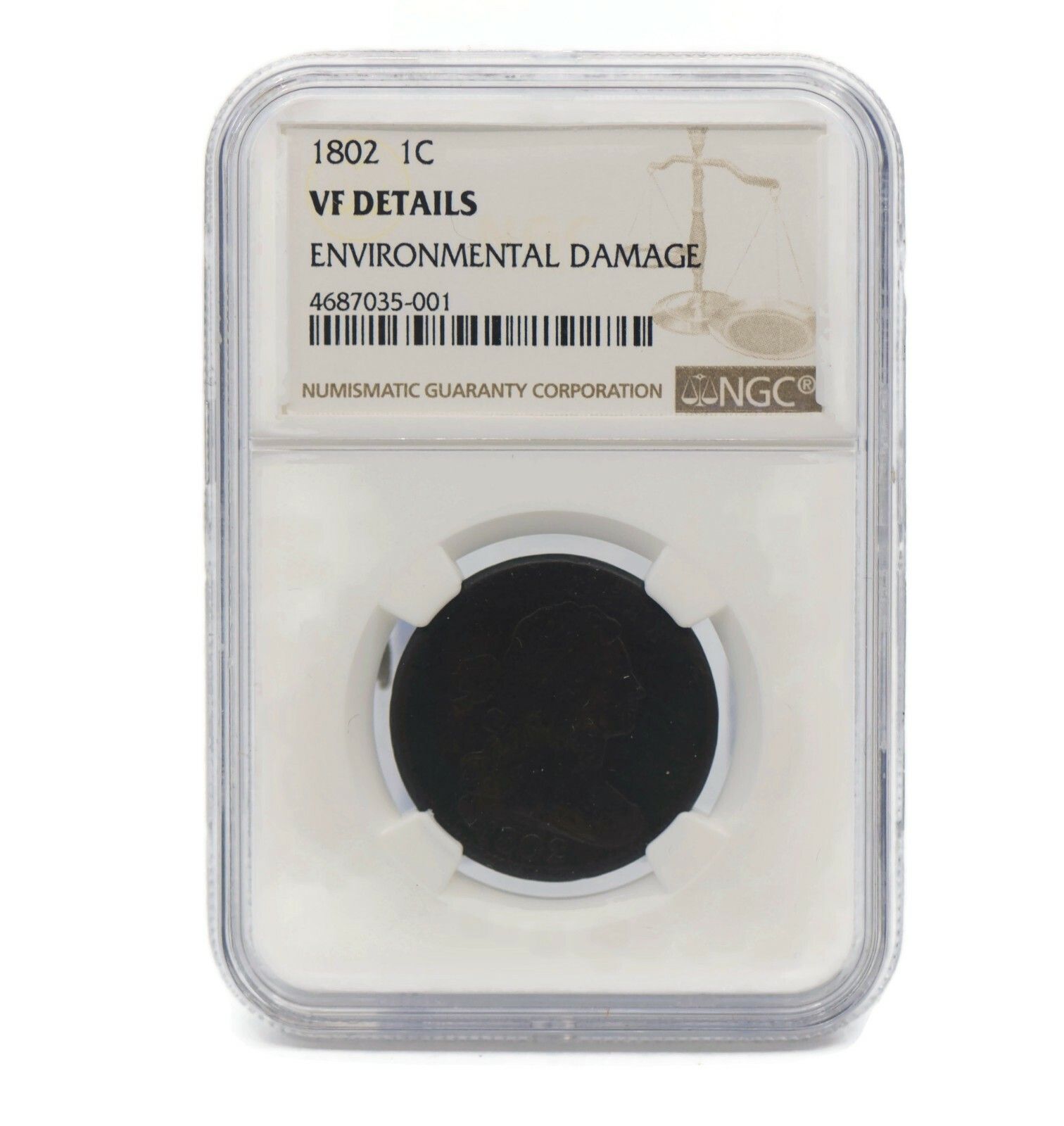 1802年 ドレープ Bt ラージセント 1 C NGC VF 詳細