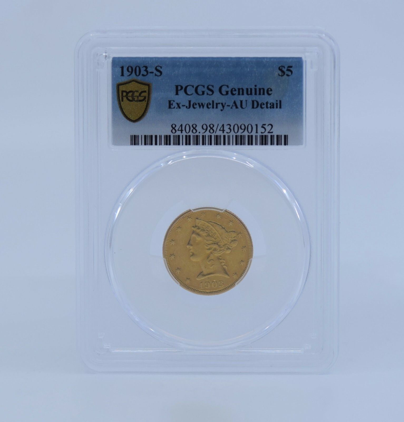1903 S 5ドル金貨 1 4オンス ゴールドリバティ PCGS AU 詳細