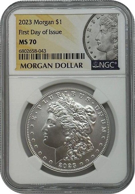 2023年 モルガン シルバー ダラー コイン NGC MS70 発行初日ラベル