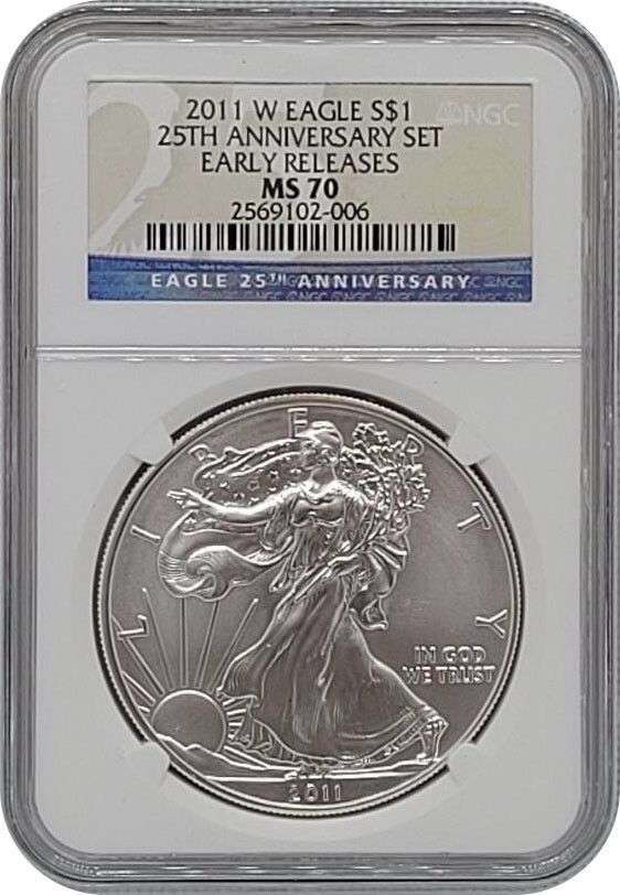 2011 W 25周年記念セット アメリカンシルバーイーグルコイン NGC MS70
