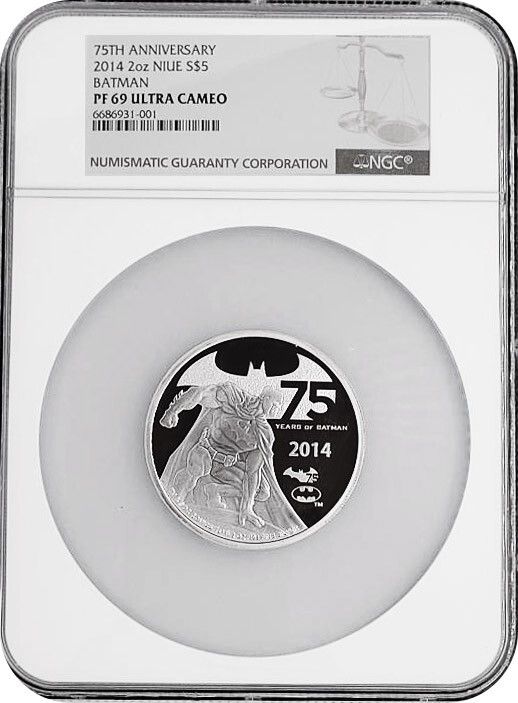 2014年 バットマン 2オンス シルバーコイン 75周年記念 NGC PF 69 UC コンプリートボックス COA