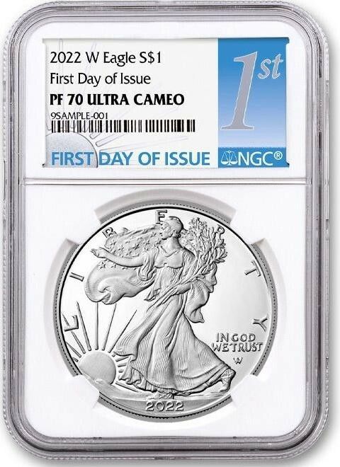W アメリカンシルバーイーグルプルーフドルコイン NGC PF 70 発行初日