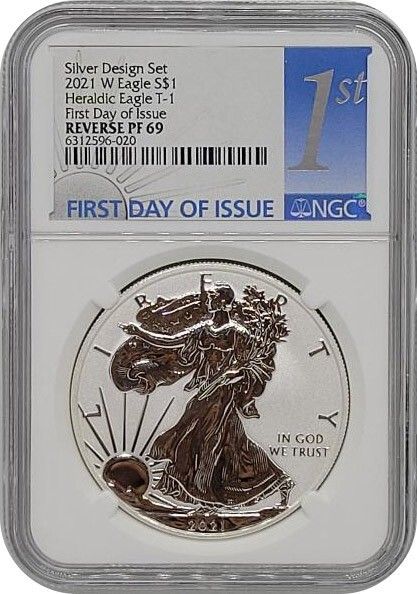 2021年 S W リバースプルーフ シルバーイーグル セット デザイナーズコイン NGC PF 69 FDOIラベル