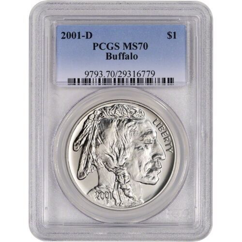 2001 D PCGS MS 70 バッファロー記念銀貨