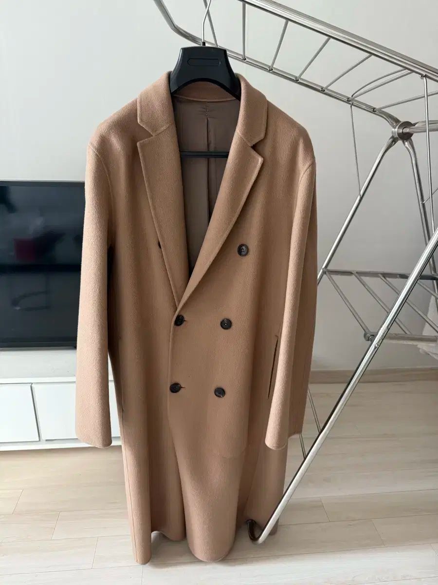 TIME HOMME ダブル ハンドメイドコート ベージュ 100