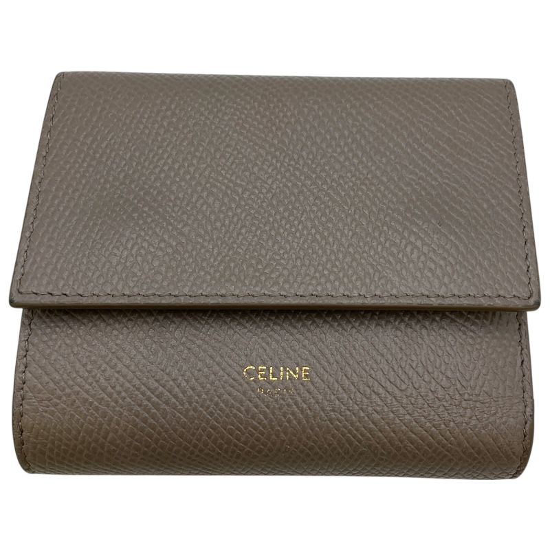 セリーヌ CELINE スモール トリフォールド ウォレット 10B573 ベージュ ドラムドカーフ レディース 二つ折り財布