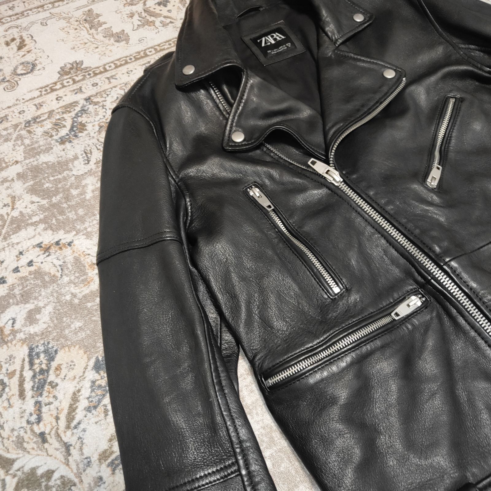 ZARA ザラ リアルレザー ダブルライダースジャケット レザージャケット