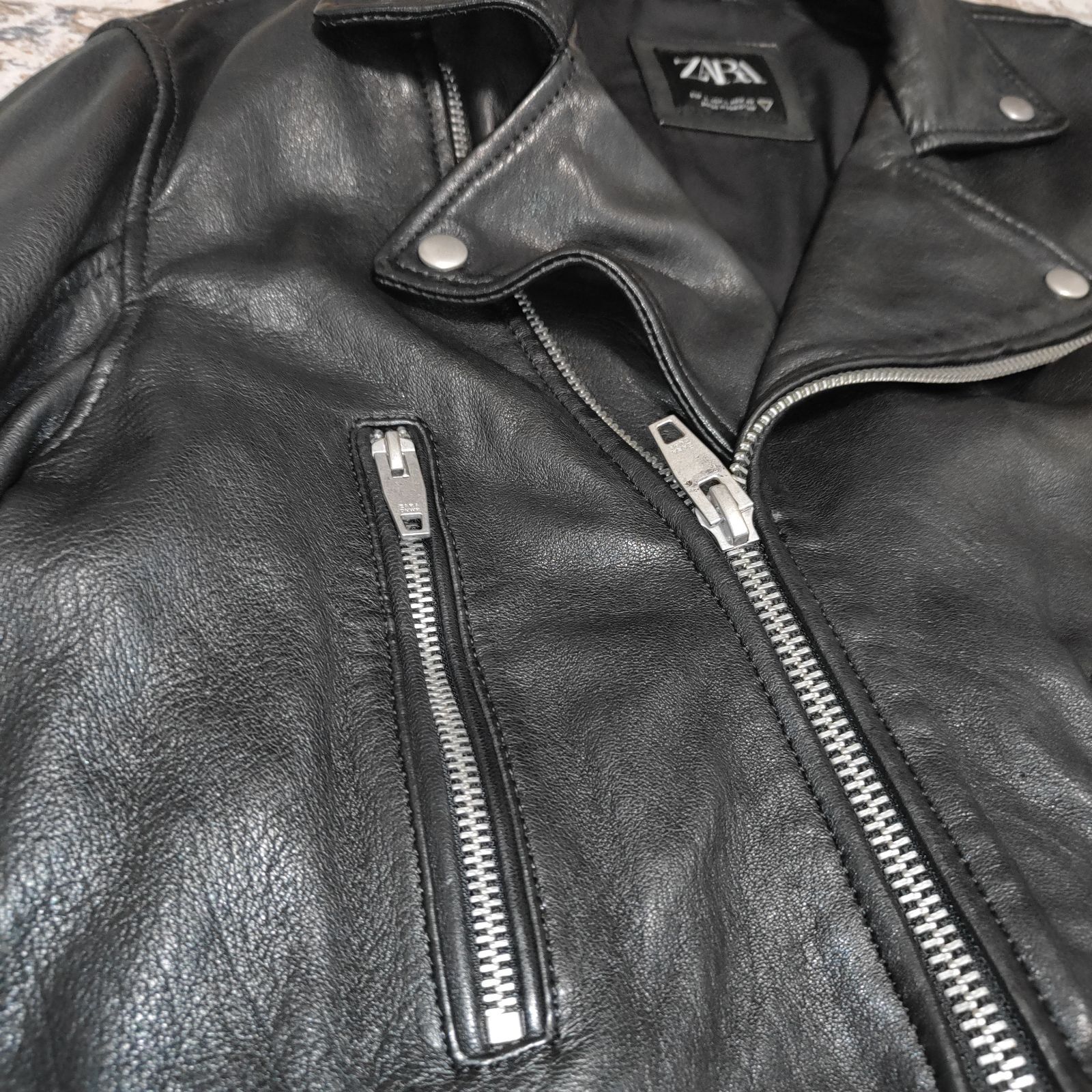 ZARA ザラ リアルレザー ダブルライダースジャケット レザージャケット