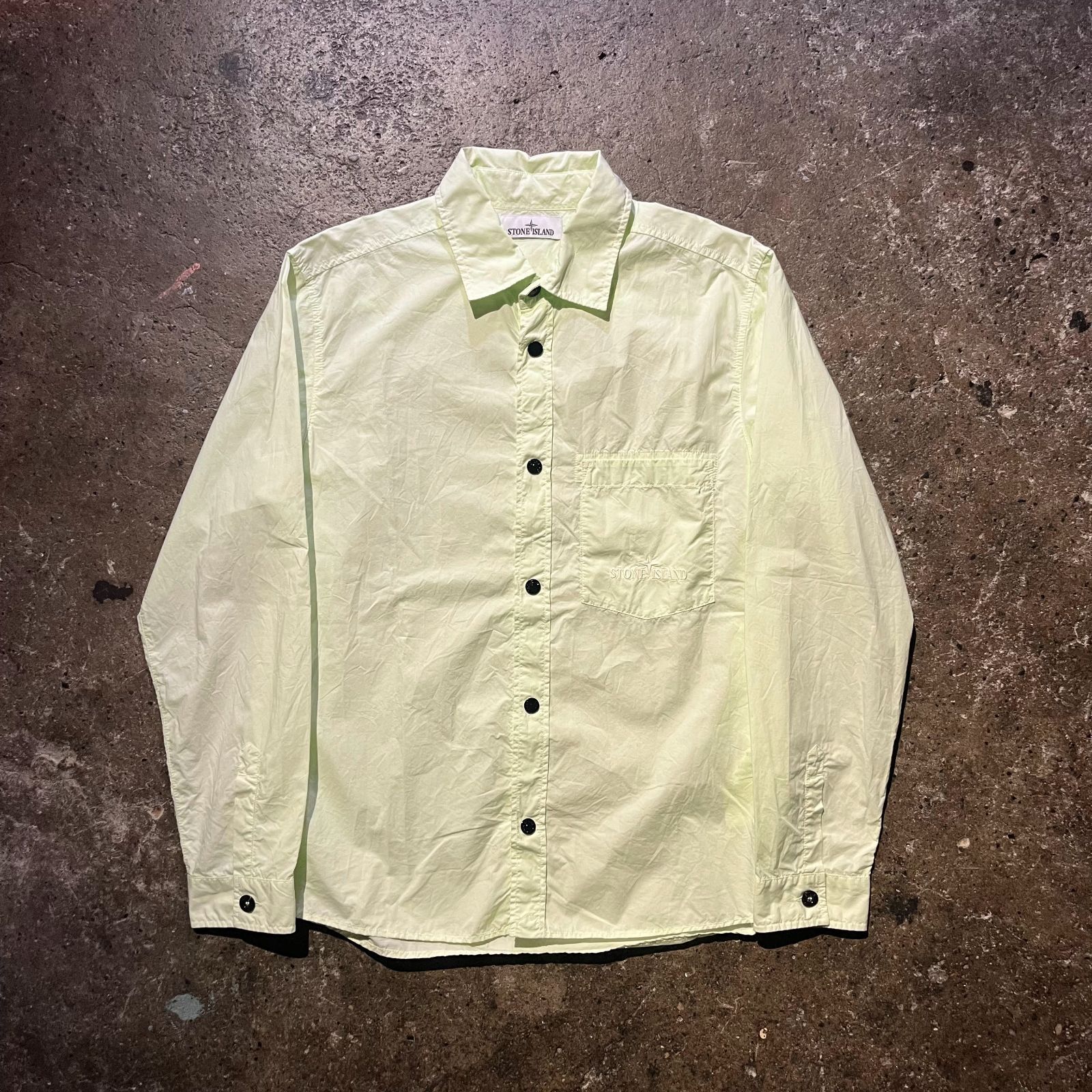 STONE ISLAND Logo Embroidered Long Sleeve Shirt L ストーン