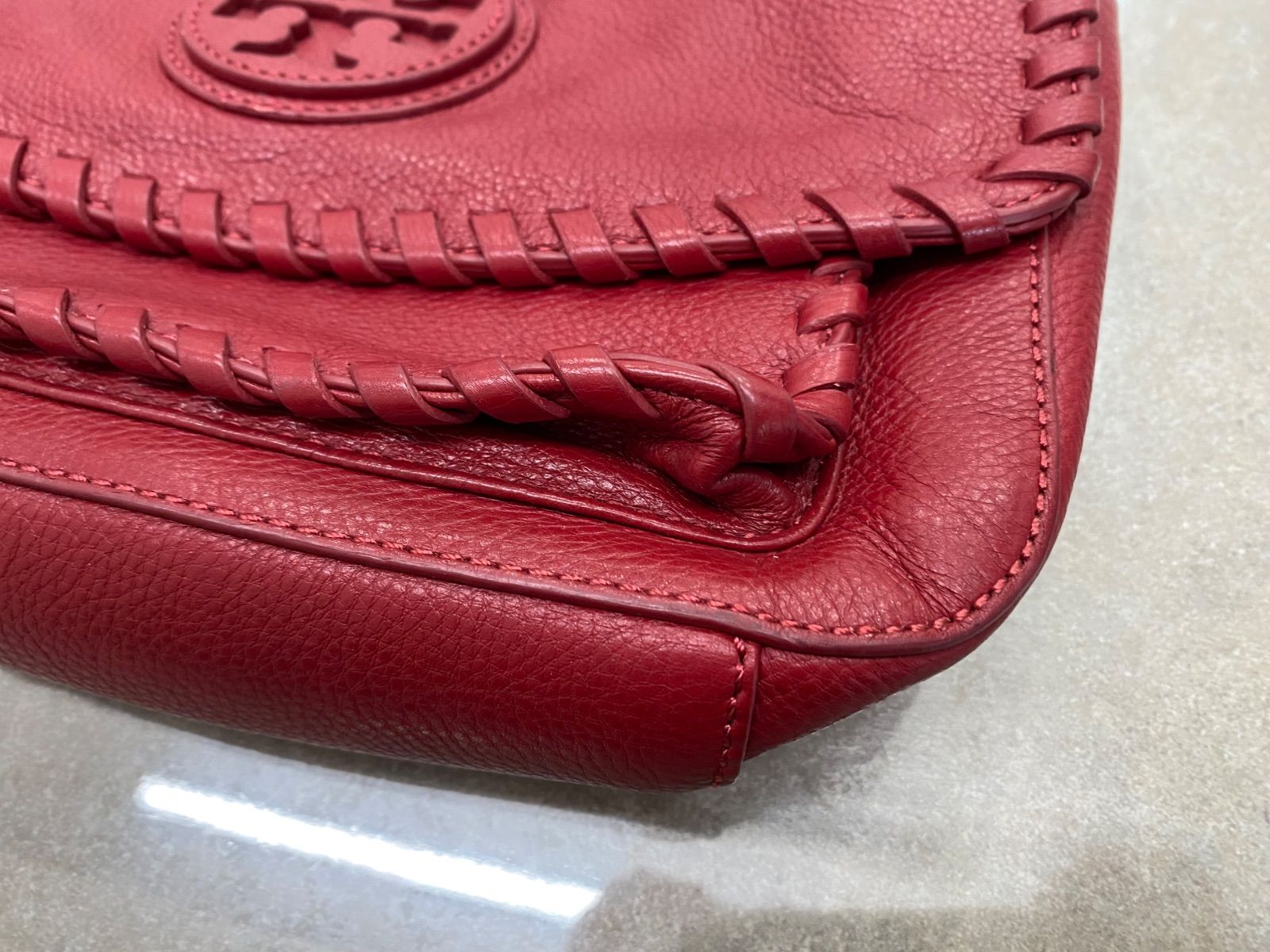 トリーバーチ レザー ショルダーバッグ チェーン 赤 レッド TORY BURCH