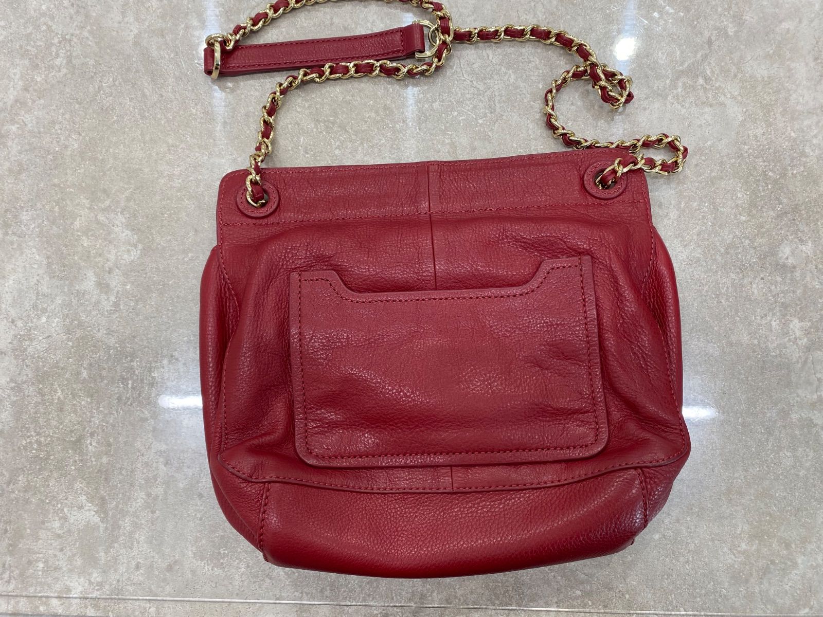 トリーバーチ レザー ショルダーバッグ チェーン 赤 レッド TORY BURCH