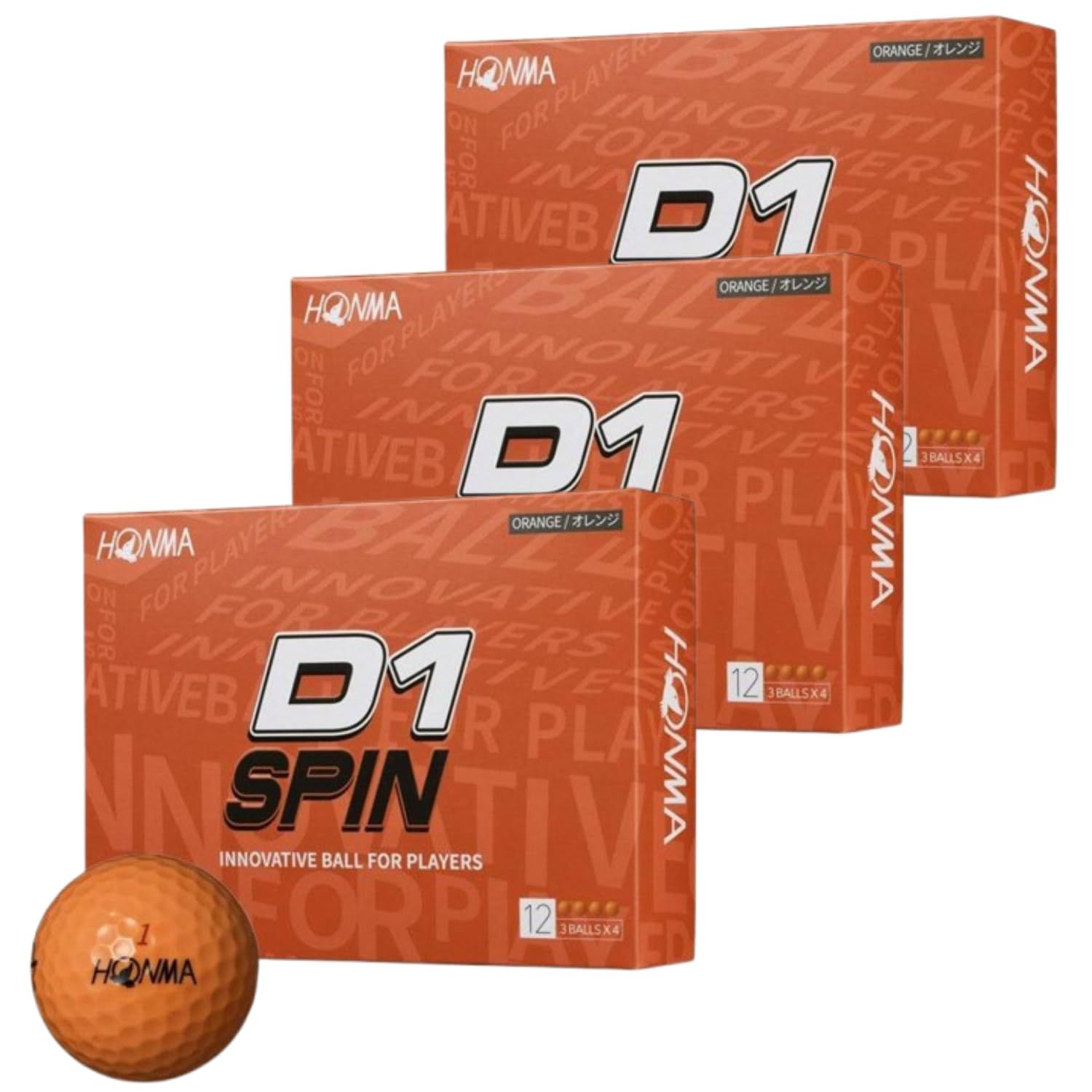 ３ダースセット 本間ゴルフボール D 1 スピン 本間ゴルフ ホンマ HONMA D-1 SPIN ゴルフボール 2025 オレンジ 橙 BT 2301 3ダース 36球 オリジナルショップカード付き