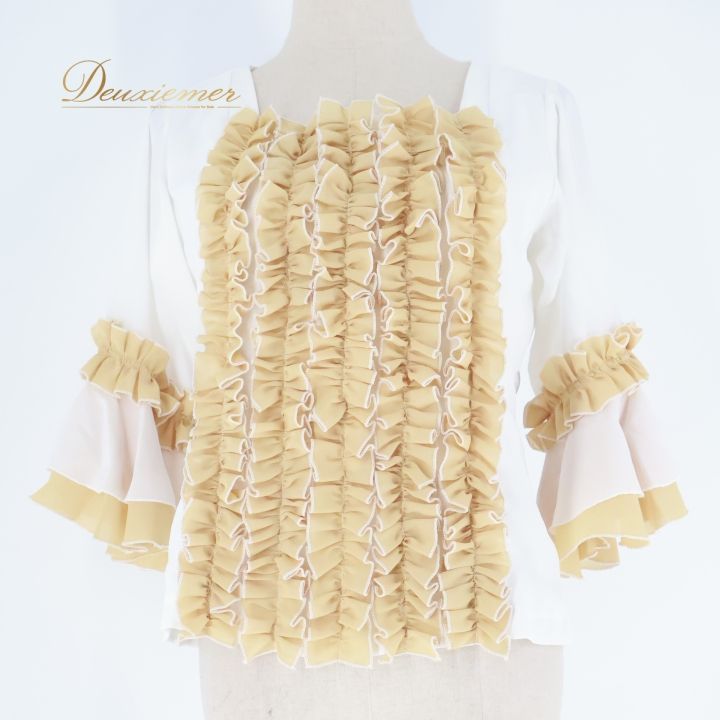  フラメンコ 衣装 トップス ブラウス ドセデルフラメンコ docedelflamenco ボランテ フリル 白 金 ベージュ ダンス パーティ 発表会 ホワイト系 ゴールド系 フリルブラウス レディース おしゃれ フラメンコ衣装 トップス フラメンコ
