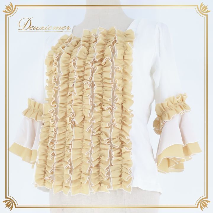 フラメンコ 衣装 トップス ブラウス ドセデルフラメンコ docedelflamenco ボランテ フリル 白 金 ベージュ ダンス パーティ 発表会 ホワイト系 ゴールド系 フリルブラウス トップス レディース おしゃれ フラメンコ衣装