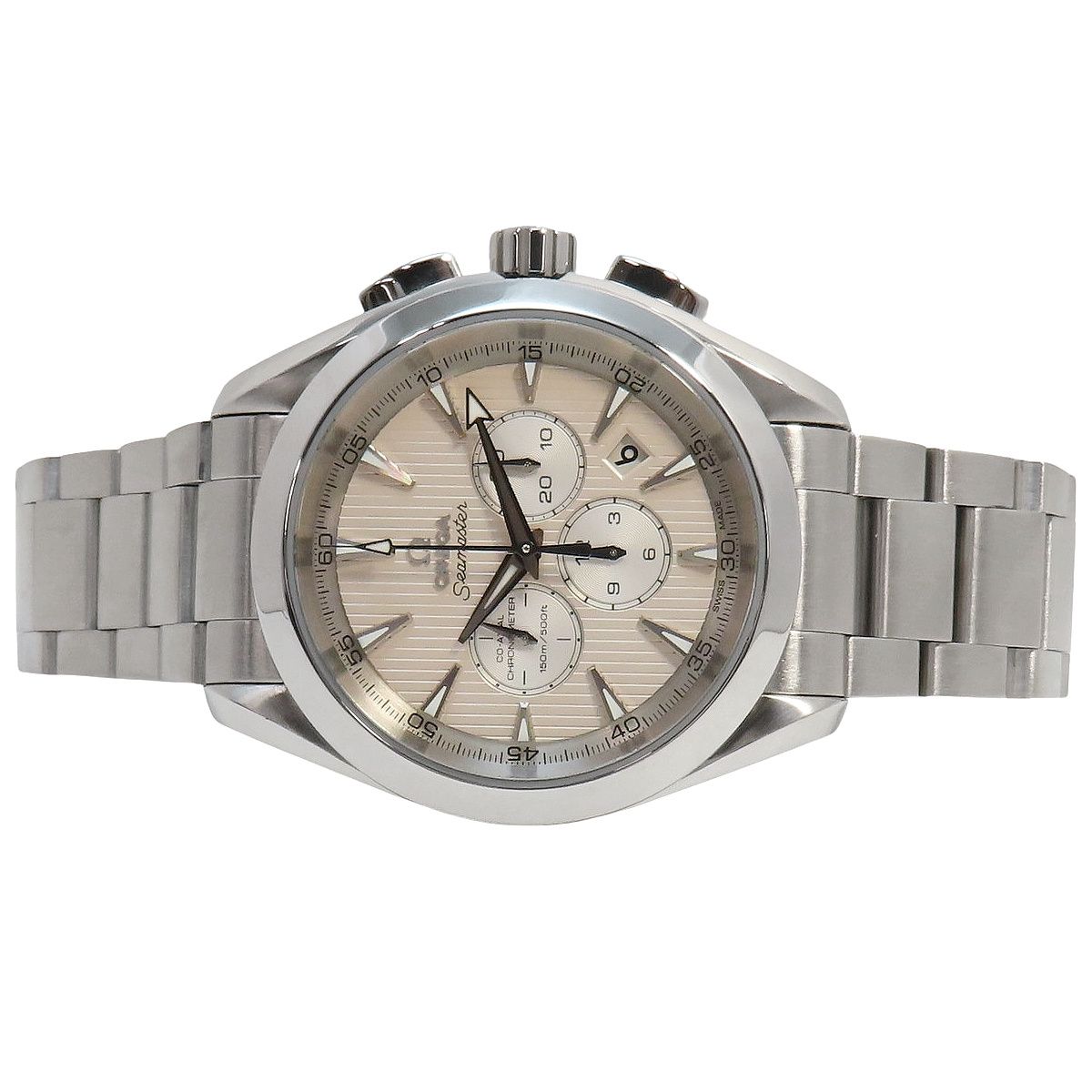 保証書付 オメガ シーマスター アクアテラ クロノ 150ｍ 231 10 44 50 09 001 SS ホワイト 自動巻き メンズ アラモード