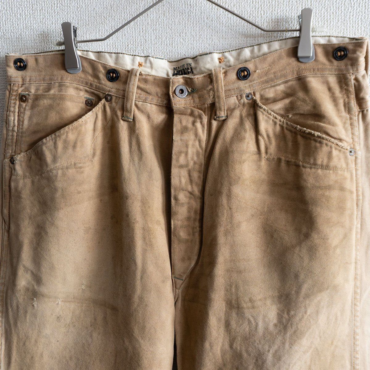 名作 RRL キャンバス ダック ペンター パンツ 36×32 ダメージ加工 サスペンダーボタン 25110291
