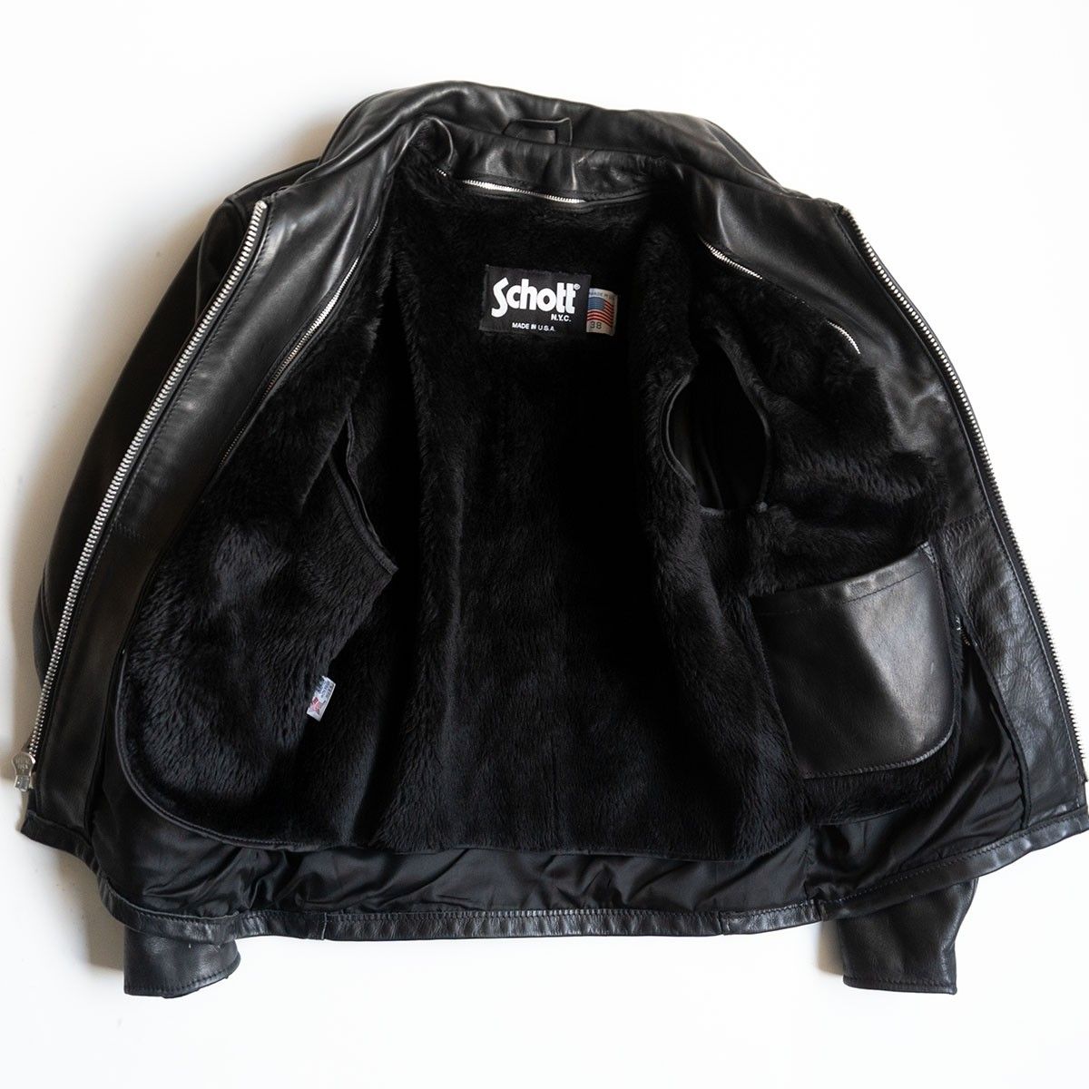 美品】SCHOTT【642/シングルライダースジャケット】38 襟 レザー