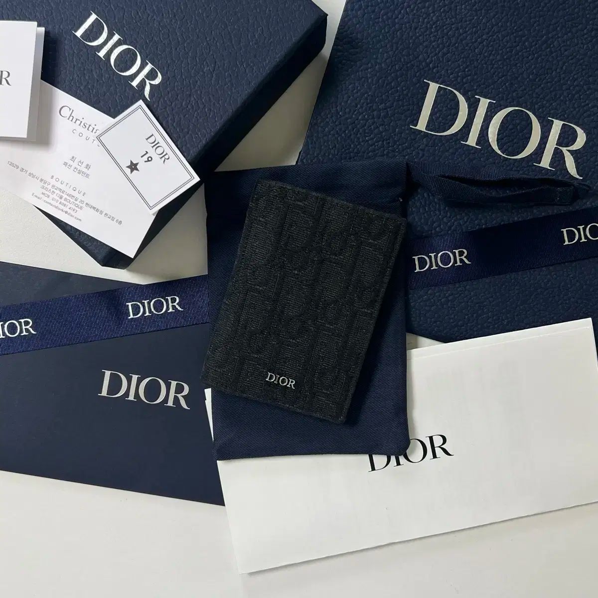 デパート フルセット Dior ディオール オブリーク オーガナイザー カードウォレット ブラック