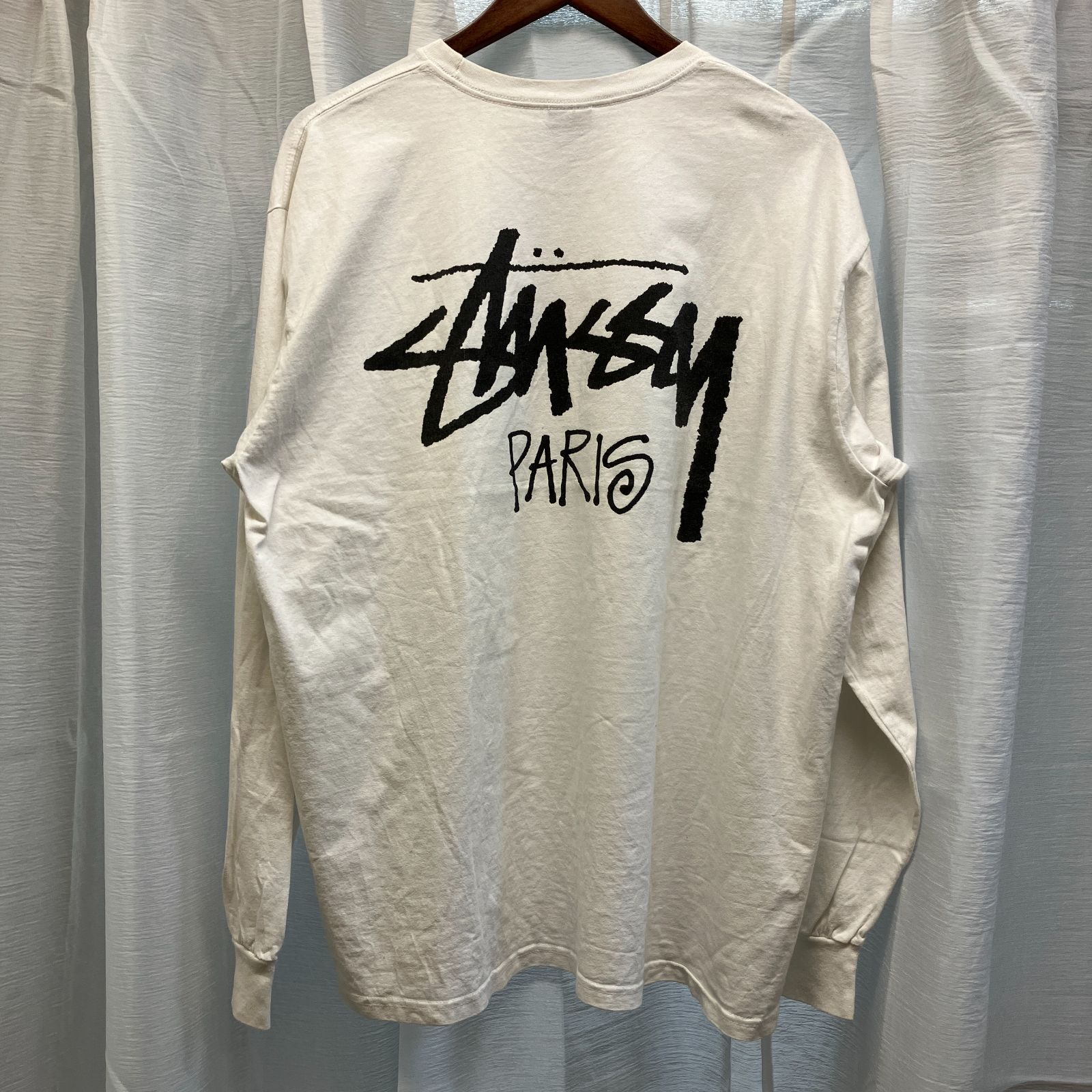 STUSSY (ステューシー) パリ ロゴ プリント ロンT 長袖 サイズXL 古着