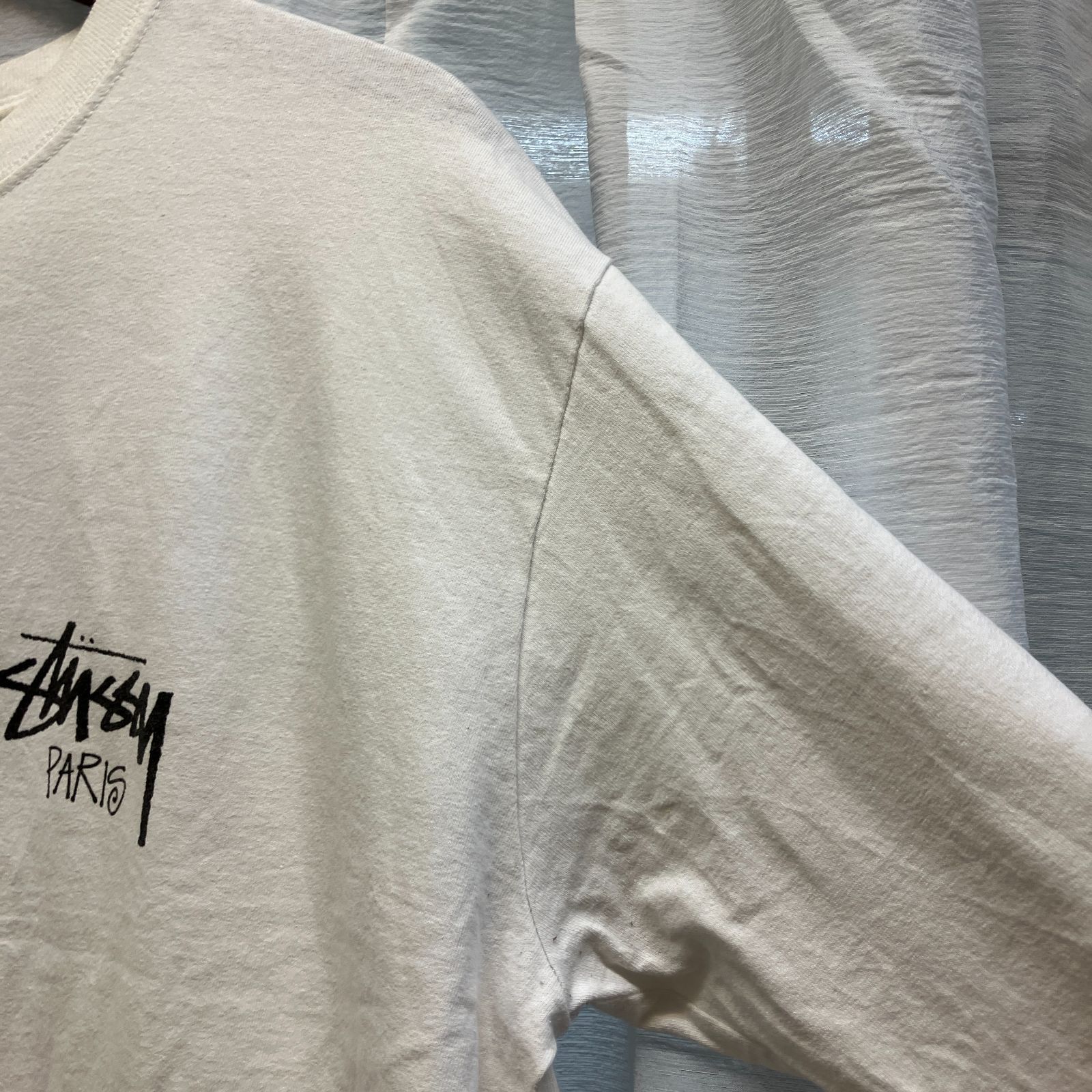 USA製　80s STUSSY　ビッグプリント　ロンT　古着　ステューシー STUSSY (ステューシー) パリ ロゴ プリント ロンT 長袖 サイズXL 古着