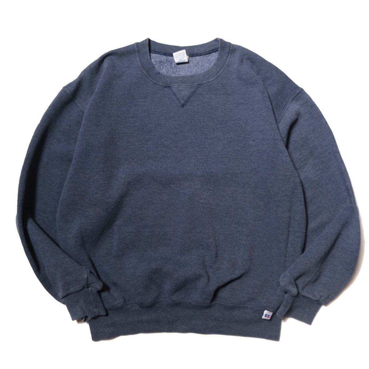90's 00's ラッセル ソリッドカラー クルーネック スウェット 青灰系