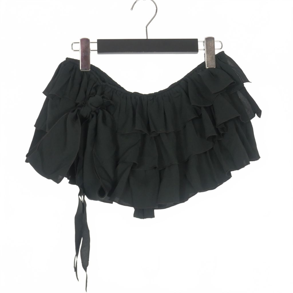 ディースクエアード DSQUARED2 23AW フリルミニスカート キュロット ショーツ リボン 38 ブラック 黒 S72MU0465 正規