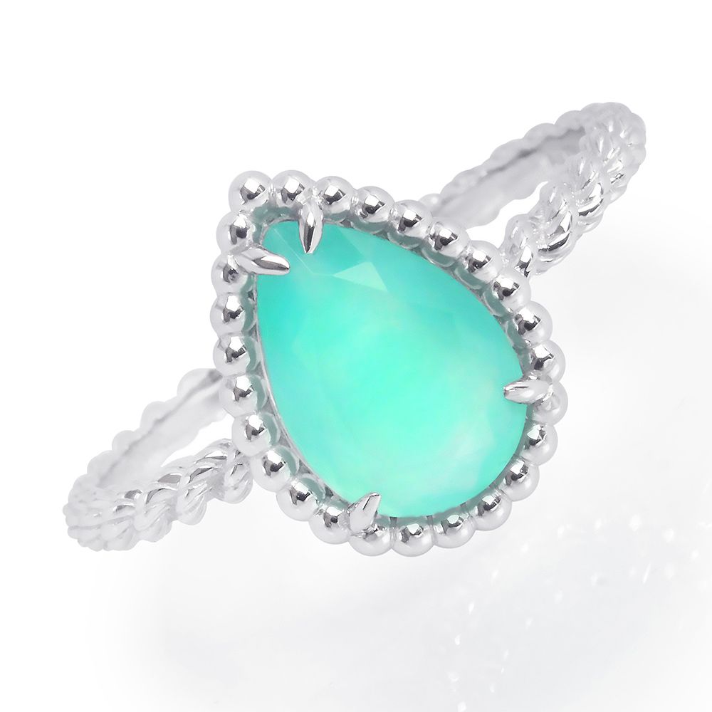 ブシュロン セルパンボエム スモール リング 指輪 59 18号 K18WG 750 アクアプレーズ シルバー JRG03137 Boucheron