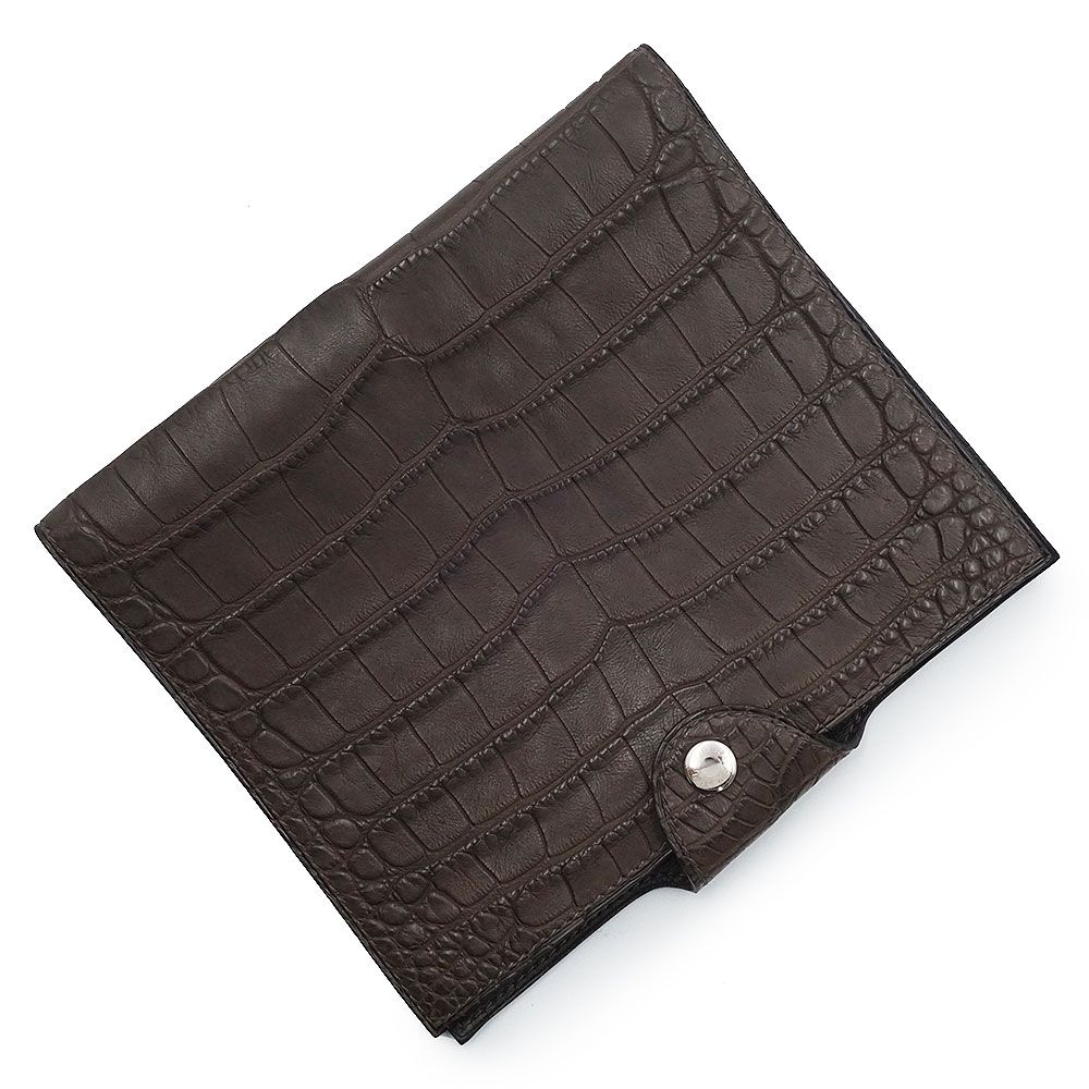 エルメス ユリス PM アジェンダ 手帳カバー アリゲーターマット クロコダイル エキゾチックレザー グリエレファント ブラウン シルバー金具 L刻印 リフィル レフィル HERMES