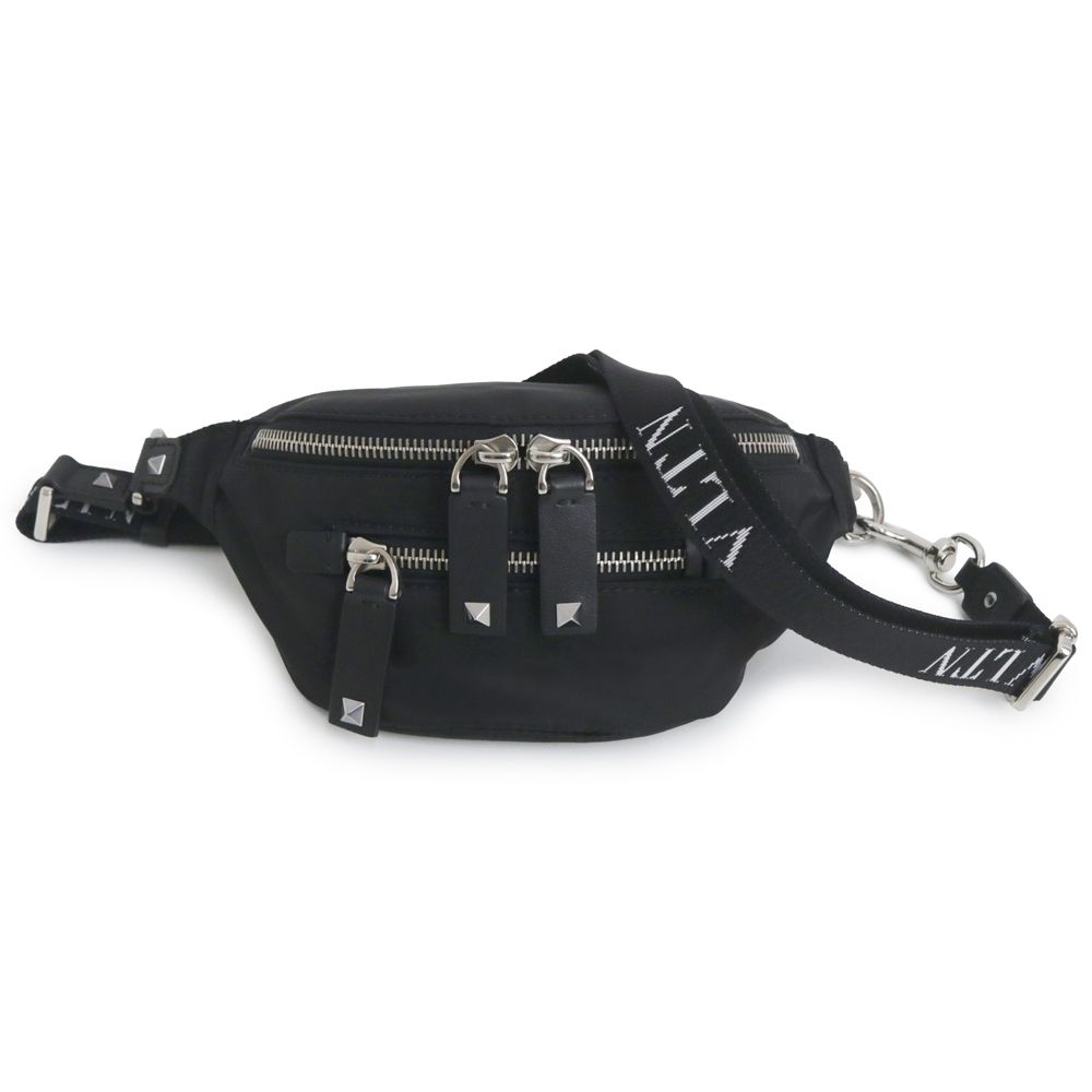 ヴァレンティノ ガラヴァーニ ミニ ウエストポーチ ショルダー ボディバッグ 斜め掛け ナイロン NERO ネロ ブラック シルバー金具 VY2B0A32RPY0NO Valentino Garavani