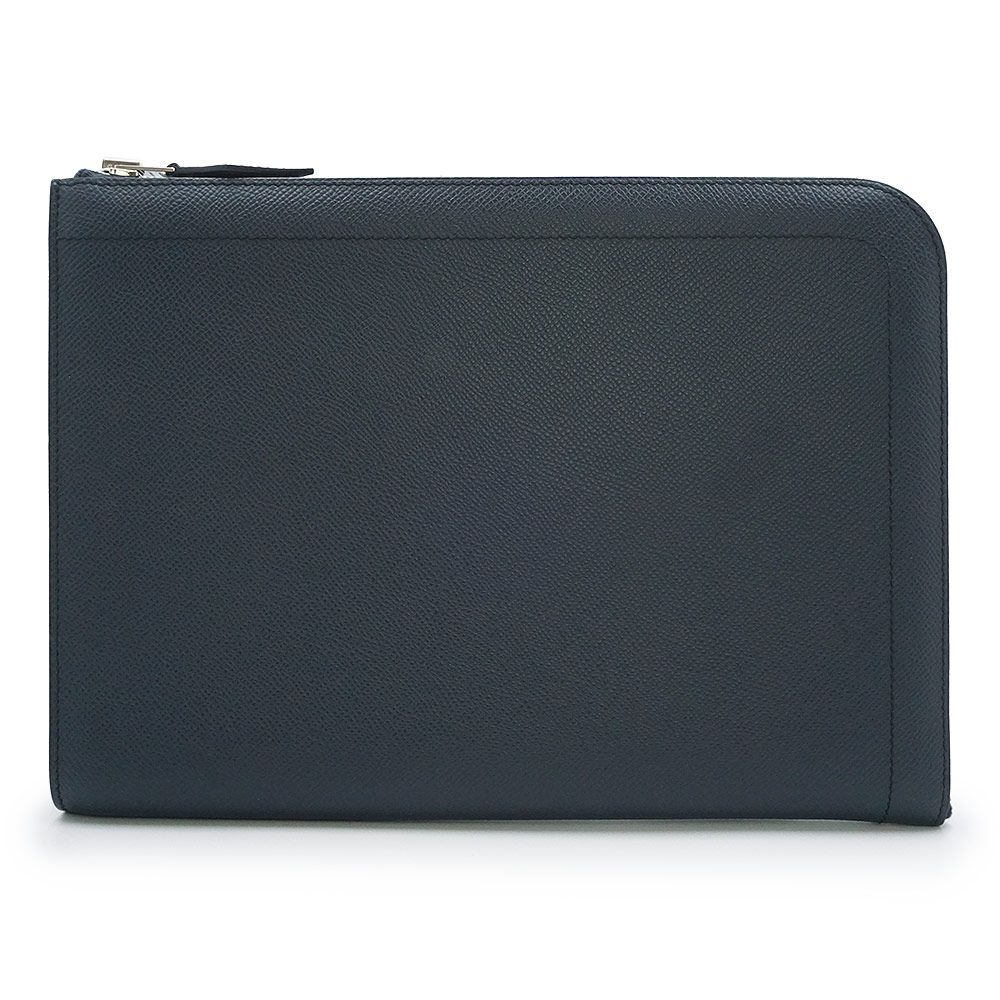 エルメス ジップ タブレット トラベル ドキュメントケース ポーチ セカンド クラッチバッグ ヴォーエプソン レザー ブルーインディゴ ネイビー シルバー金具 D刻印 HERMES