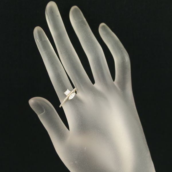 個性的な ダイヤ ダイヤモンド 0.63ct マーキスカット 3種カット リング K18YG 179763 送料無料！