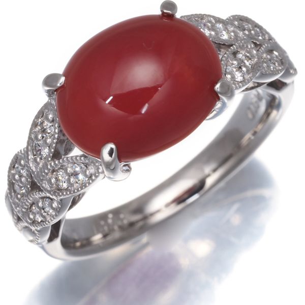 珊瑚 サンゴ 2.72 ct ダイヤ ダイヤモンド 0.14 リング Pt 900 177831